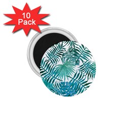 Blue Tropical Leaves 1 75  Magnets (10 Pack)  by goljakoff