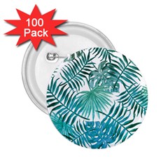 Blue Tropical Leaves 2 25  Buttons (100 Pack)  by goljakoff