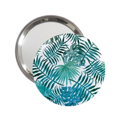 Blue Tropical Leaves 2 25  Handbag Mirrors by goljakoff