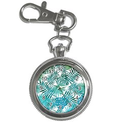 Blue Tropical Leaves Key Chain Watches by goljakoff