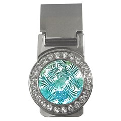 Blue Tropical Leaves Money Clips (cz)  by goljakoff