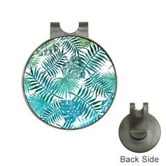 Blue Tropical Leaves Hat Clips With Golf Markers by goljakoff