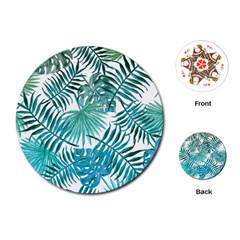 Blue Tropical Leaves Playing Cards Single Design (round) by goljakoff