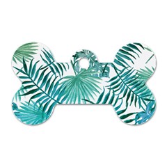 Blue Tropical Leaves Dog Tag Bone (one Side) by goljakoff