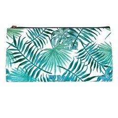 Blue Tropical Leaves Pencil Case by goljakoff