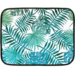 Blue Tropical Leaves Double Sided Fleece Blanket (mini)  by goljakoff