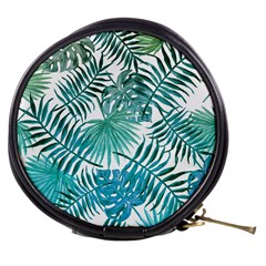 Blue Tropical Leaves Mini Makeup Bag by goljakoff