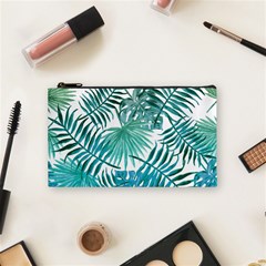 Blue Tropical Leaves Cosmetic Bag (small) by goljakoff