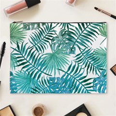 Blue Tropical Leaves Cosmetic Bag (xl) by goljakoff