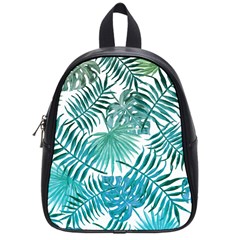 Blue Tropical Leaves School Bag (small) by goljakoff