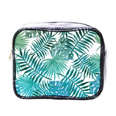 Blue Tropical Leaves Mini Toiletries Bag (one Side) by goljakoff