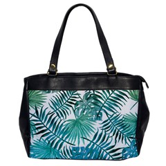 Blue Tropical Leaves Oversize Office Handbag by goljakoff