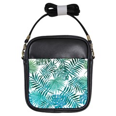 Blue Tropical Leaves Girls Sling Bag by goljakoff