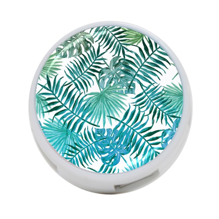 Blue tropical leaves 4-Port USB Hub (Two Sides)