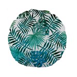 Blue tropical leaves Standard 15  Premium Round Cushions Front