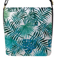 Blue Tropical Leaves Flap Closure Messenger Bag (s) by goljakoff