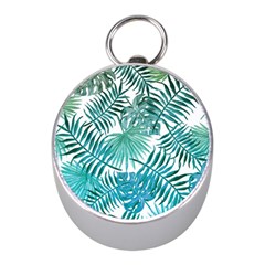 Blue Tropical Leaves Mini Silver Compasses by goljakoff