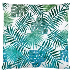 Blue Tropical Leaves Large Flano Cushion Case (two Sides) by goljakoff