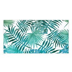 Blue Tropical Leaves Satin Shawl by goljakoff