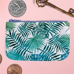 Blue Tropical Leaves Large Coin Purse by goljakoff