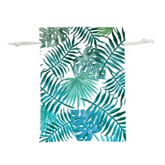 Blue Tropical Leaves Lightweight Drawstring Pouch (m) by goljakoff