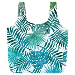 Blue Tropical Leaves Full Print Recycle Bag (xxl) by goljakoff