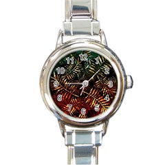 Tropical Leaves Round Italian Charm Watch by goljakoff