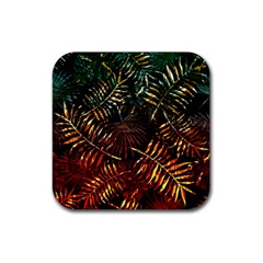 Tropical Leaves Rubber Coaster (square)  by goljakoff