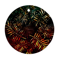 Tropical Leaves Round Ornament (two Sides)