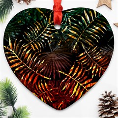 Tropical Leaves Heart Ornament (two Sides) by goljakoff