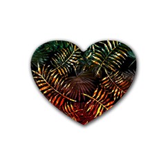 Tropical Leaves Rubber Coaster (heart)  by goljakoff