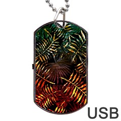 Tropical Leaves Dog Tag Usb Flash (one Side) by goljakoff