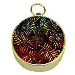 Tropical Leaves Gold Compasses