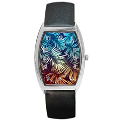 Tropic Leaves Barrel Style Metal Watch by goljakoff