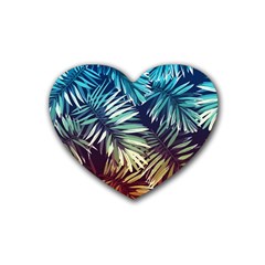 Tropic Leaves Rubber Coaster (heart)  by goljakoff