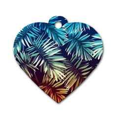 Tropic Leaves Dog Tag Heart (one Side) by goljakoff