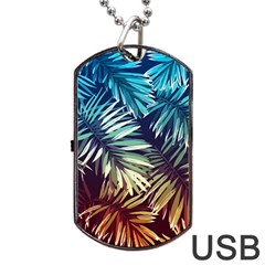 Tropic Leaves Dog Tag Usb Flash (one Side) by goljakoff