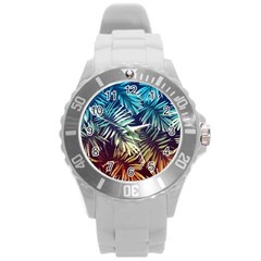 Tropic Leaves Round Plastic Sport Watch (l) by goljakoff