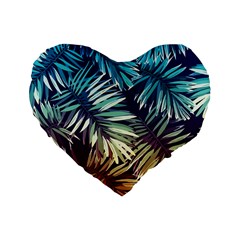 Tropic Leaves Standard 16  Premium Heart Shape Cushions by goljakoff