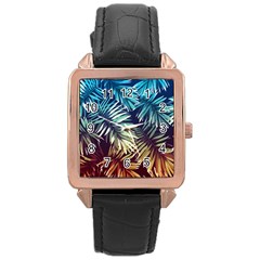 Tropic Leaves Rose Gold Leather Watch  by goljakoff