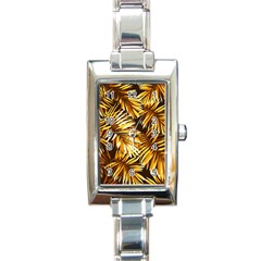 Golden Leaves Rectangle Italian Charm Watch by goljakoff