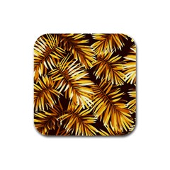 Golden Leaves Rubber Square Coaster (4 Pack)  by goljakoff