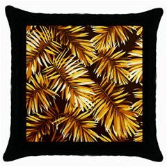 Golden Leaves Throw Pillow Case (black) by goljakoff