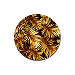 Golden leaves Rubber Coaster (Round)  Front