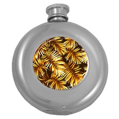 Golden Leaves Round Hip Flask (5 Oz) by goljakoff