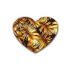 Golden Leaves Rubber Coaster (heart)  by goljakoff