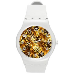 Golden Leaves Round Plastic Sport Watch (m) by goljakoff