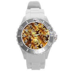 Golden Leaves Round Plastic Sport Watch (l) by goljakoff