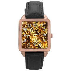 Golden Leaves Rose Gold Leather Watch  by goljakoff