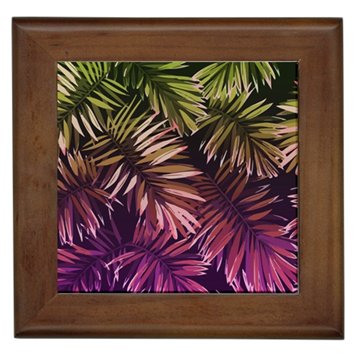 Purple leaves Framed Tile